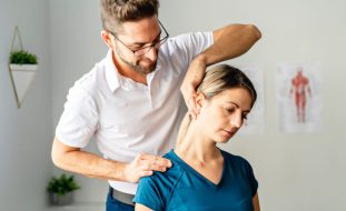 Modern rehabilitation physiotherapy man at work